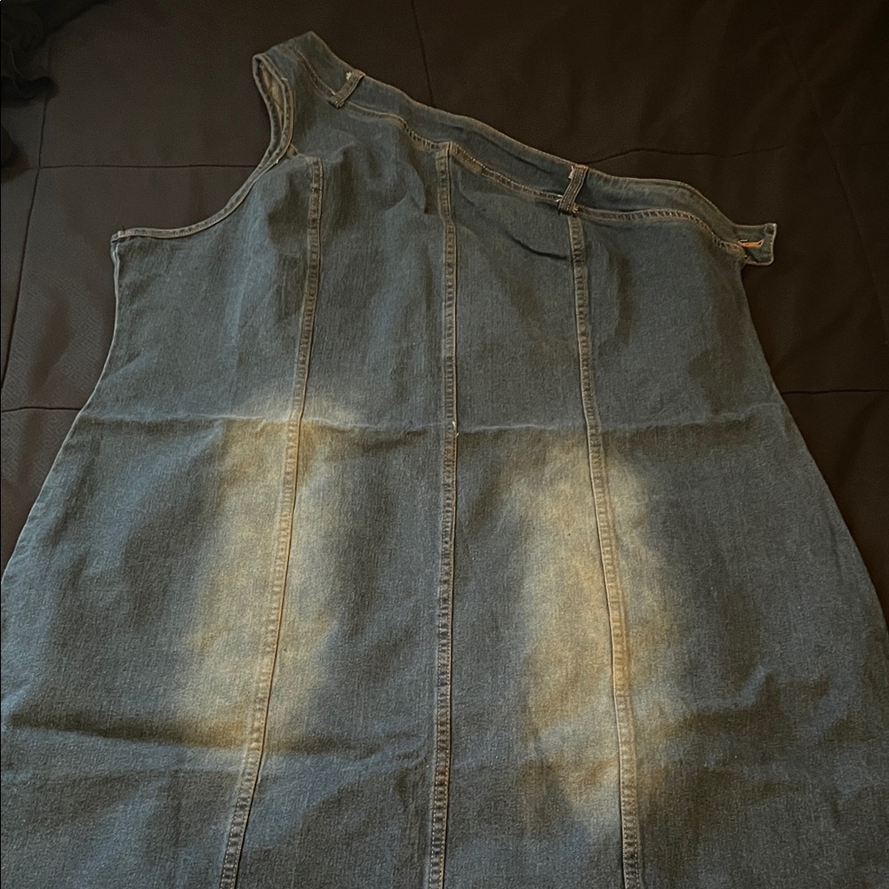 One-Shoulder Denim Dress in Faded Blue